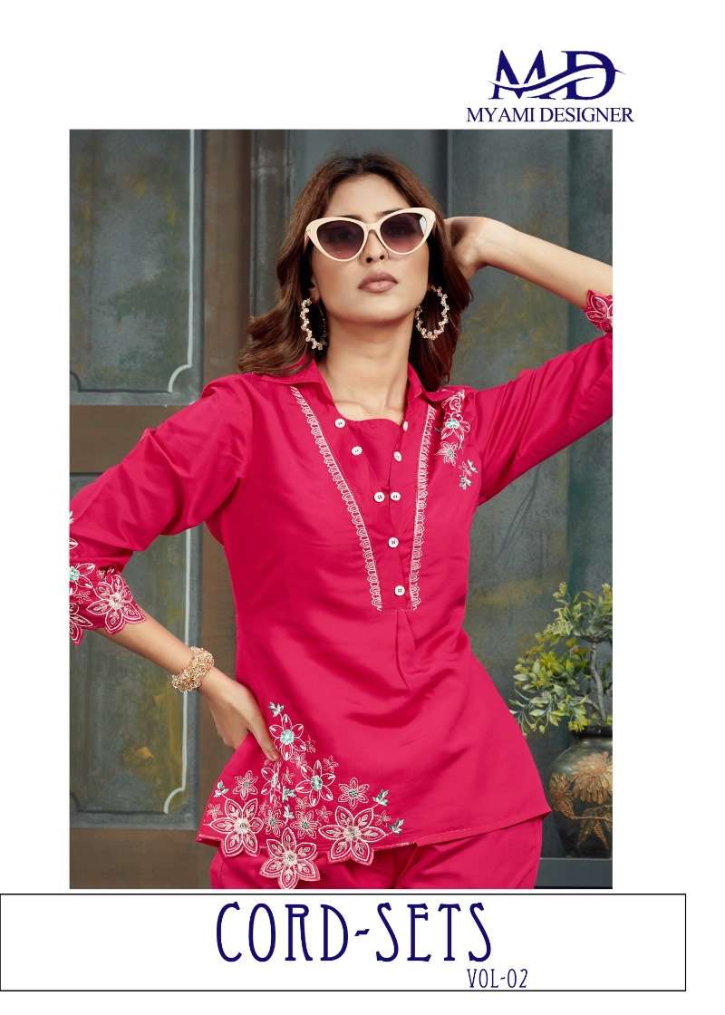 CORD SETS VOL 2 VISCOSE EMBROIDERY WORK DESIGNER TOP WITH PANT CO ORD SET BY MIAMI DESIGNER BRAND 111 C2